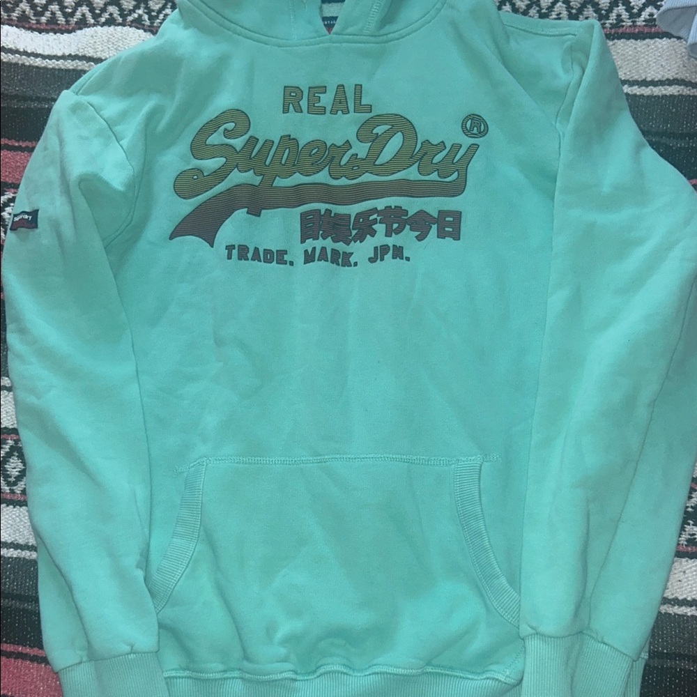 Superdry Mint Green Logo Pullover Hoodie